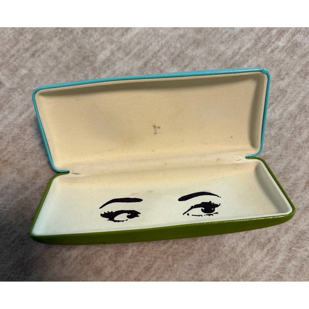 Kate Spade New York Eyeglasses Sunglasses Hard Case‎ Blue Green Clamshell